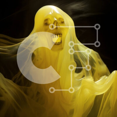 Intra Συλλεκτικό Ξύλινο Παζλ Plywood  4mm - Κίτρινο φάντασμα που επιπλέει στον αέρα Σε Ξύλινο Κουτί - Διαστάσεις Puzzle: 10x10 cm – 25 κομμάτια - Image 1