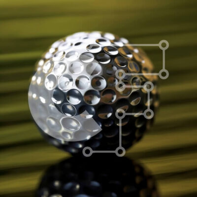 Intra Συλλεκτικό Ξύλινο Παζλ Plywood 4mm - Όμορφη εικόνα μιας ασημένιας μπάλας του γκολφ σε μια πράσινη επιφάνεια Σε Ξύλινο Κουτί - Διαστάσεις Puzzle: 10x10 cm – 25 κομμάτια - Image 1