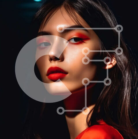 Intra Συλλεκτικό Ξύλινο Παζλ Plywood  4mm - Σοβαρή γυναίκα με μακριά σκούρα μαλλιά και κόκκινο κραγιόν Σε Ξύλινο Κουτί - Διαστάσεις Puzzle: 10x10 cm – 25 κομμάτια - Image 1