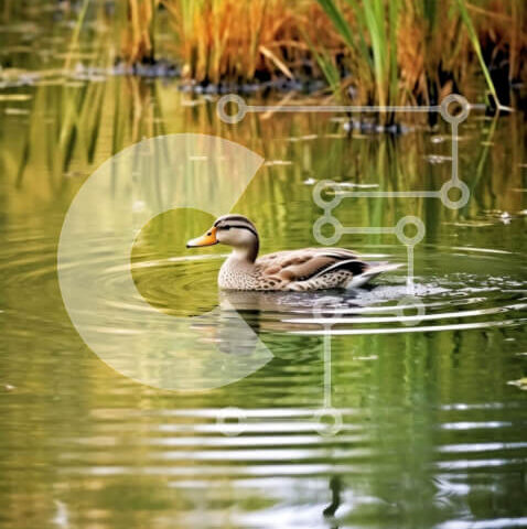 Intra Συλλεκτικό Ξύλινο Παζλ Plywood 4mm - Όμορφη εικόνα μιας πάπιας που κολυμπά σε μια λίμνη Σε Ξύλινο Κουτί - Διαστάσεις: 10x10 cm – 25 κομμάτια - Image 1