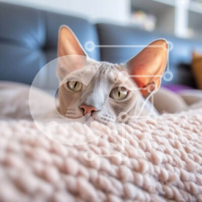 Intra Συλλεκτικό Ξύλινο Παζλ Plywood  4mm - Αξιολάτρευτη εικόνα μιας γκρίζας γάτας που χαλαρώνει σε μια ροζ κουβέρτα Σε Ξύλινο Κουτί - Διαστάσεις: 10x10 cm – 25 κομμάτια - Image 1