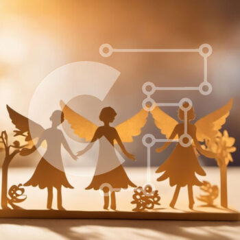 Intra Συλλεκτικό Ξύλινο Παζλ Plywood  4mm - Λαμπεροί άγγελοι με φτερά σε ξύλινη επιφάνεια Σε Ξύλινο Κουτί - Διαστάσεις Puzzle: 10x10 cm – 25 κομμάτια - Image 1