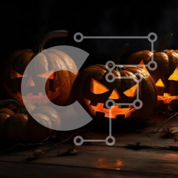 Intra Συλλεκτικό Ξύλινο Παζλ Plywood  4mm - Απόκοσμες αποκριάτικες διακοσμήσεις - σκαλιστές κολοκύθες με λαμπερά μάτια Σε Ξύλινο Κουτί - Διαστάσεις: 10x10 cm – 25 κομμάτια - Image 1