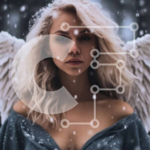 Intra Συλλεκτικό Ξύλινο Παζλ Plywood  4mm - Όμορφη εικόνα μιας ξανθιάς γυναίκας με φτερά αγγέλου στο χιόνι Σε Ξύλινο Κουτί - Διαστάσεις Puzzle: 10x10 cm – 25 κομμάτια