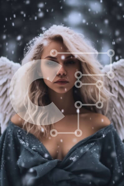 Intra Συλλεκτικό Ξύλινο Παζλ Plywood  4mm - Όμορφη εικόνα μιας ξανθιάς γυναίκας με φτερά αγγέλου στο χιόνι Σε Ξύλινο Κουτί - Διαστάσεις Puzzle: 10x10 cm – 25 κομμάτια