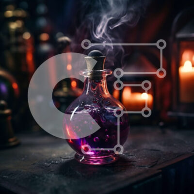 Intra Συλλεκτικό Ξύλινο Παζλ Plywood  4mm - Μυστηριώδες και Μαγικό Μωβ Υγρό σε Γυάλινο Μπουκάλι με Φελλό Σε Ξύλινο Κουτί - Διαστάσεις: 10x10 cm – 25 κομμάτια - Image 1