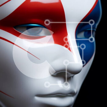 Intra Συλλεκτικό Ξύλινο Παζλ Plywood  4mm - Ριγέ μανεκέν προσώπου με κόκκινο, λευκό και μπλε χρώμα Σε Ξύλινο Κουτί - Διαστάσεις Puzzle: 10x10 cm – 25 κομμάτια - Image 1