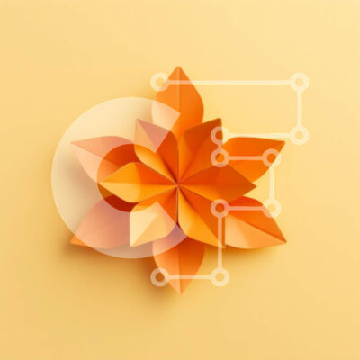 Intra Συλλεκτικό Ξύλινο Παζλ Plywood  4mm - Συμμετρικό πορτοκαλί λουλούδι από χαρτί Σε Ξύλινο Κουτί - Διαστάσεις Puzzle: 10x10 cm – 25 κομμάτια - Image 1