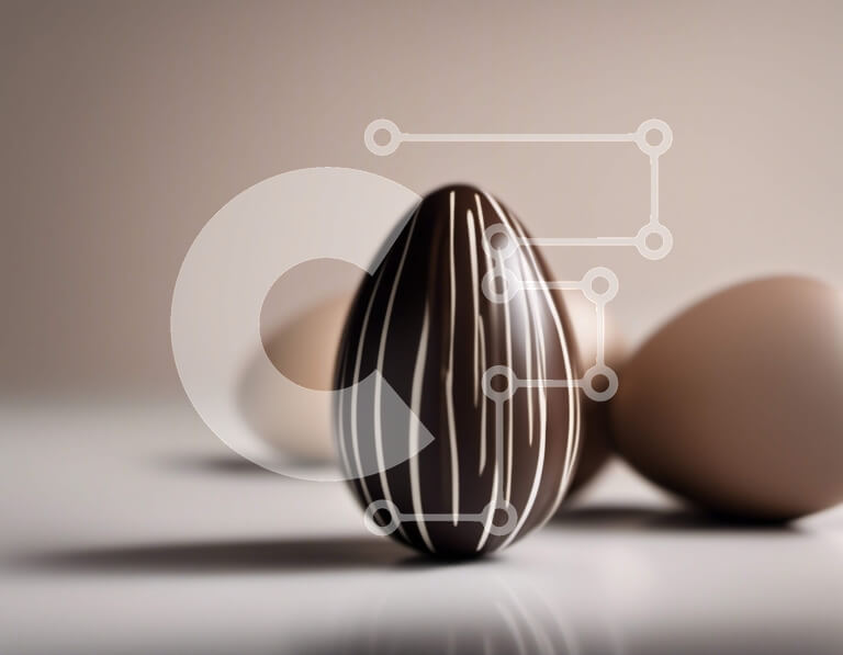 Intra Συλλεκτικό Ξύλινο Παζλ Plywood  4mm - Σοκολατένια Πασχαλινά αυγά σε λευκό φόντο Σε Ξύλινο Κουτί - Διαστάσεις Puzzle: 10x10 cm – 25 κομμάτια