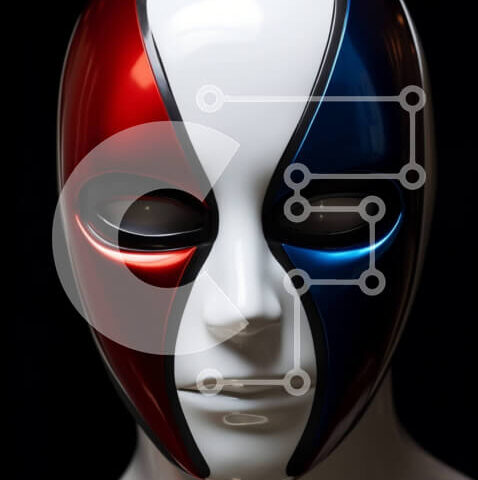 Intra Συλλεκτικό Ξύλινο Παζλ Plywood  4mm - Κόκκινη, λευκή και μπλε μάσκα στο μανεκέν Σε Ξύλινο Κουτί - Διαστάσεις Puzzle: 10x10 cm – 25 κομμάτια - Image 1