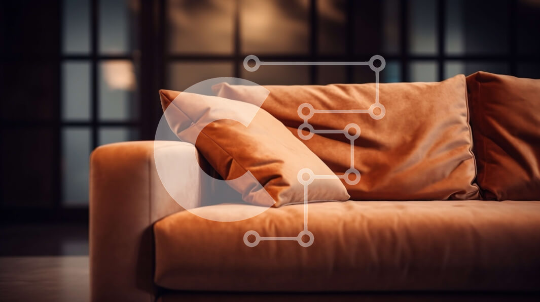 Intra Συλλεκτικό Ξύλινο Παζλ Plywood  4mm - Καφέ καναπές με μαξιλάρια σε δωμάτιο με χαμηλό φωτισμό Σε Ξύλινο Κουτί - Διαστάσεις Puzzle: 10x10 cm – 25 κομμάτια - Image 1