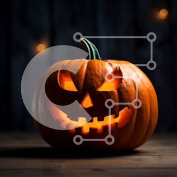 Intra Συλλεκτικό Ξύλινο Παζλ Plywood  4mm - Σκαλιστή και αναμμένη κολοκύθα σε ξύλινο τραπέζι Σε Ξύλινο Κουτί - Διαστάσεις Puzzle: 10x10 cm – 25 κομμάτια - Image 1