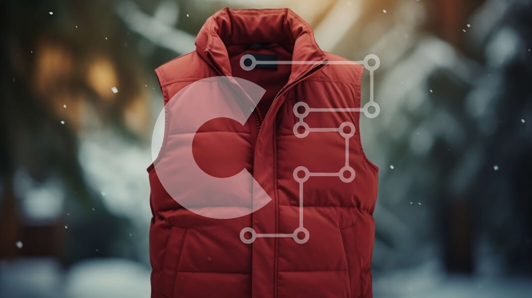 Intra Συλλεκτικό Ξύλινο Παζλ Plywood  4mm - Κόκκινο γιλέκο Puffer σε Χιονισμένο σκηνικό Σε Ξύλινο Κουτί - Διαστάσεις Puzzle: 10x10 cm – 25 κομμάτια