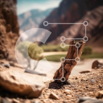 Intra Συλλεκτικό Ξύλινο Παζλ Plywood  4mm - Όμορφη εικόνα τοπίου ξηρού και βραχώδους εδάφους με δέντρο και βουνά Σε Ξύλινο Κουτί - Διαστάσεις: 10x10 cm – 25 κομμάτια - Image 1