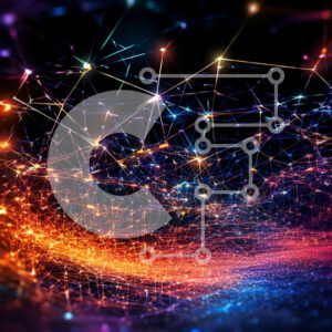 Intra Συλλεκτικό Ξύλινο Παζλ Plywood  4mm - Πολύχρωμη αφηρημένη εικόνα γραμμών και κουκκίδων δικτύου Σε Ξύλινο Κουτί - Διαστάσεις Puzzle: 10x10 cm – 25 κομμάτια