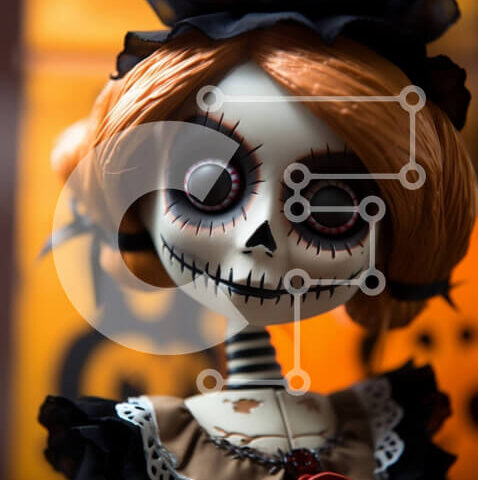 Intra Συλλεκτικό Ξύλινο Παζλ Plywood 4mm - Sugar Skull Doll για τη γιορτή της Ημέρας των Νεκρών Σε Ξύλινο Κουτί - Διαστάσεις Puzzle: 10x10 cm – 25 κομμάτια - Image 1