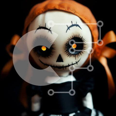 Intra Συλλεκτικό Ξύλινο Παζλ Plywood  4mm - Πορτοκαλί κούκλα φόρεμα με ριγέ σχέδιο Σε Ξύλινο Κουτί - Διαστάσεις Puzzle: 10x10 cm – 25 κομμάτια - Image 1