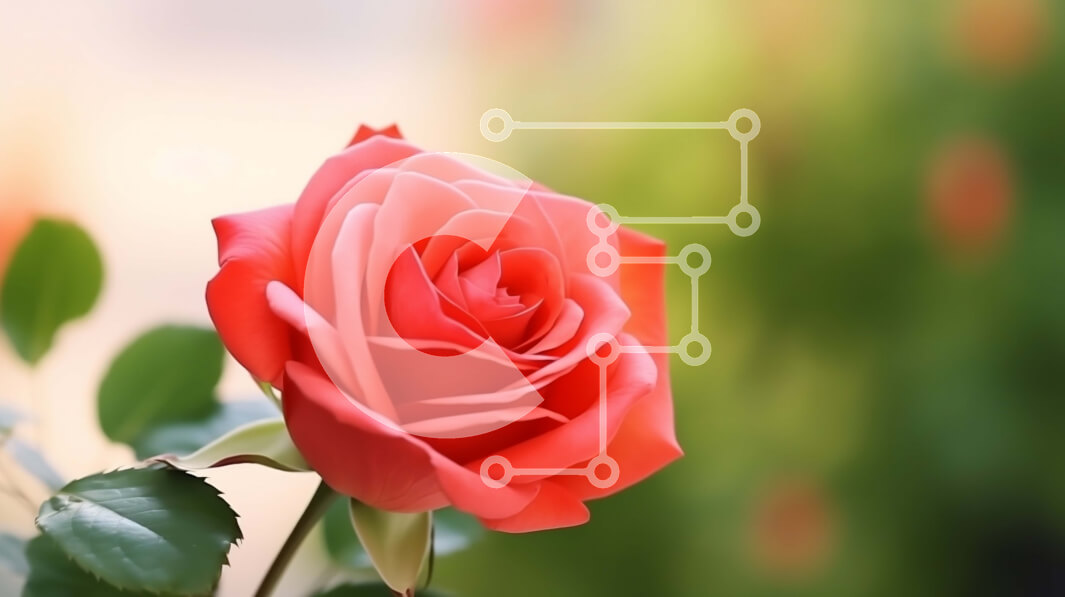 Intra Συλλεκτικό Ξύλινο Παζλ Plywood  4mm - Μονό κόκκινο τριαντάφυλλο με πράσινα φύλλα Σε Ξύλινο Κουτί - Διαστάσεις: 10x10 cm – 25 κομμάτια