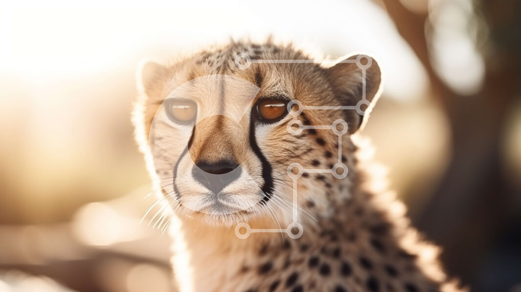 Intra Συλλεκτικό Ξύλινο Παζλ Plywood  4mm - Κοντινό πλάνο ενός τσιτάχ που κοιτάζει επίμονα την κάμερα Σε Ξύλινο Κουτί - Διαστάσεις: 10x10 cm – 25 κομμάτια