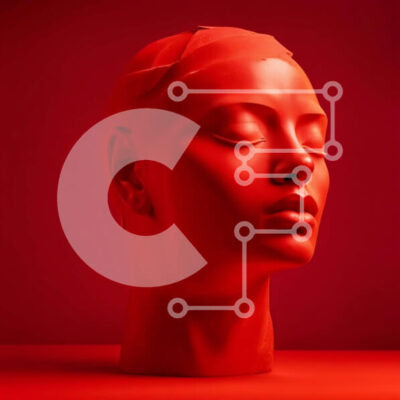 Intra Συλλεκτικό Ξύλινο Παζλ Plywood  4mm - Όμορφο κόκκινο μπούστο μιας γυναίκας με κλειστά μάτια σε ρεαλιστικό στυλ Σε Ξύλινο Κουτί - Διαστάσεις Puzzle: 10x10 cm – 25 κομμάτια - Image 1