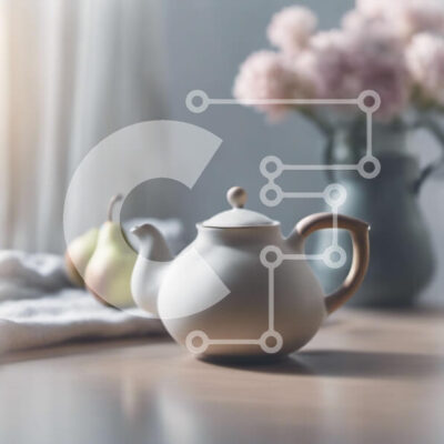 Intra Συλλεκτικό Ξύλινο Παζλ Plywood  4mm - Γαλήνια τσαγιέρα με αχλάδια και λουλούδια Σε Ξύλινο Κουτί - Διαστάσεις: 10x10 cm – 25 κομμάτια - Image 1