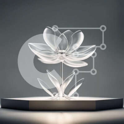 Intra Συλλεκτικό Ξύλινο Παζλ Plywood 4mm - Όμορφη εικόνα ενός διαφανούς γυάλινου βάζου με ένα ενιαίο λευκό λουλούδι Σε Ξύλινο Κουτί - Διαστάσεις: 10x10 cm – 25 κομμάτια - Image 1