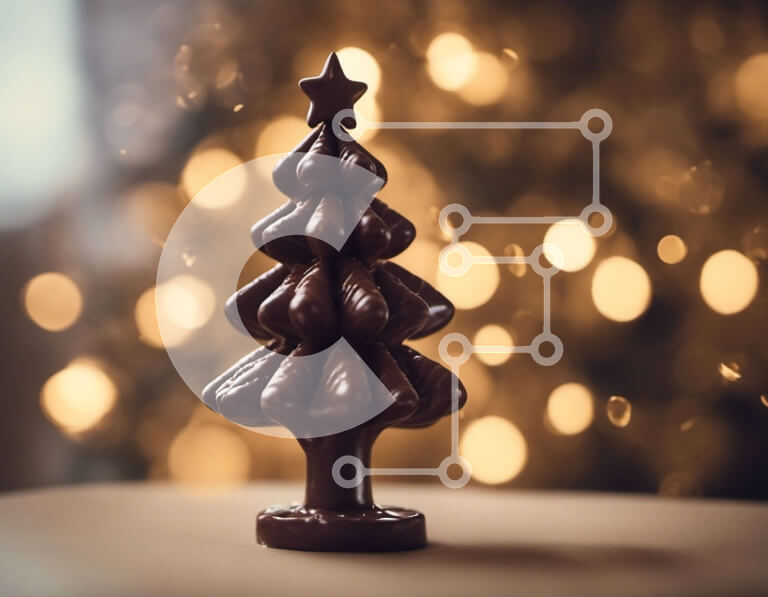 Intra Συλλεκτικό Ξύλινο Παζλ Plywood  4mm - Μικρό σοκολατένιο στολίδι για χριστουγεννιάτικο δέντρο σε τραπέζι με θολά φώτα Σε Ξύλινο Κουτί - Διαστάσεις: 10x10 cm – 25 κομμάτια