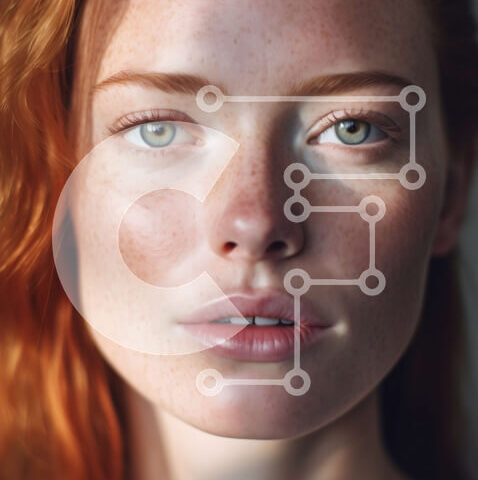 Intra Συλλεκτικό Ξύλινο Παζλ Plywood  4mm - Κομψό πορτρέτο μιας κοκκινομάλλας γυναίκας με τζιν μπουφάν και μαύρο μπλουζάκι Σε Ξύλινο Κουτί - Διαστάσεις Puzzle: 10x10 cm – 25 κομμάτια - Image 1