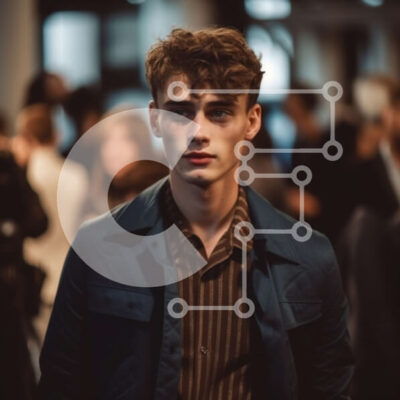 Intra Συλλεκτικό Ξύλινο Παζλ Plywood  4mm - Πορτρέτο ενός άνδρα που φορά ένα μπλε σακάκι και ριγέ πουκάμισο με σοβαρή έκφραση Σε Ξύλινο Κουτί - Διαστάσεις Puzzle: 10x10 cm – 25 κομμάτια - Image 1