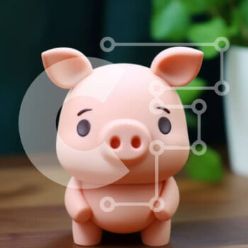 Intra Συλλεκτικό Ξύλινο Παζλ Plywood  4mm - Μικρό ροζ γουρούνι παιχνίδι στο τραπέζι με φυτά σε γλάστρες Σε Ξύλινο Κουτί - Διαστάσεις Puzzle: 10x10 cm – 25 κομμάτια - Image 1