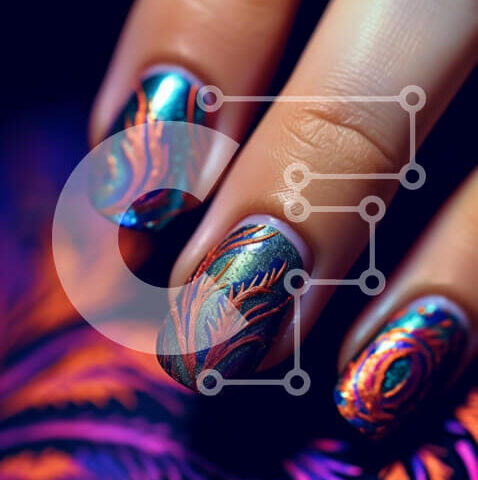 Intra Συλλεκτικό Ξύλινο Παζλ Plywood  4mm - Τολμηρό και εντυπωσιακό Floral Nail Art για μια βραδινή έξοδο Σε Ξύλινο Κουτί - Διαστάσεις Puzzle: 10x10 cm – 25 κομμάτια - Image 1