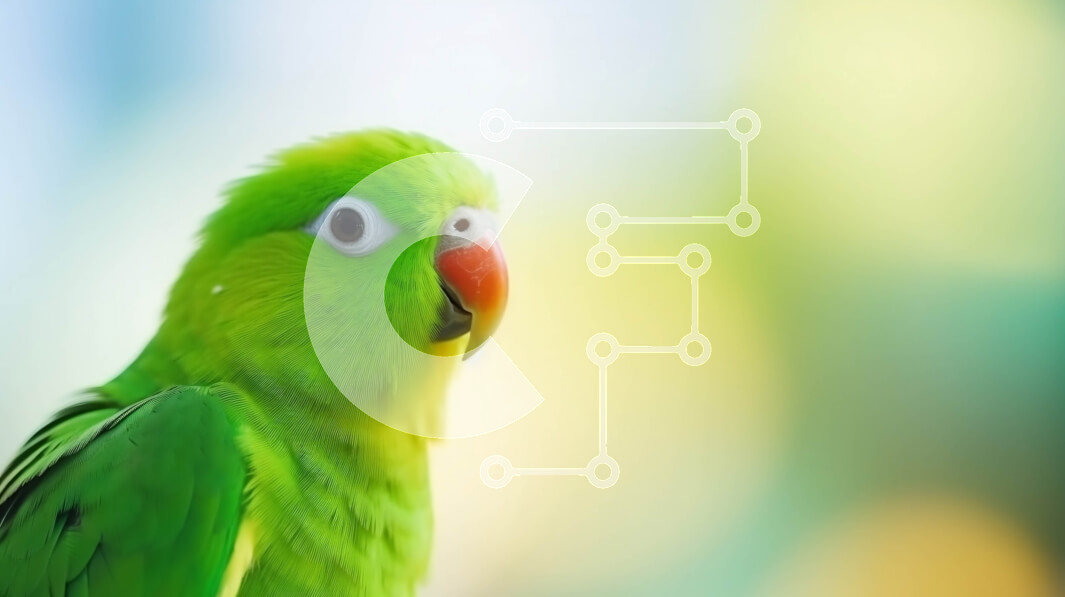 Intra Συλλεκτικό Ξύλινο Παζλ Plywood  4mm - Πράσινος παπαγάλος που στέκεται μπροστά από το θολό φόντο Σε Ξύλινο Κουτί - Διαστάσεις: 10x10 cm – 25 κομμάτια