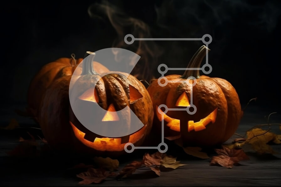 Intra Συλλεκτικό Ξύλινο Παζλ Plywood  4mm - Ανατριχιαστικές σκαλιστές κολοκύθες με λαμπερά μάτια για τα τρομακτικά σχέδιά σας για το Halloween Σε Ξύλινο Κουτί - Διαστάσεις: 10x10 cm – 25 κομμάτια