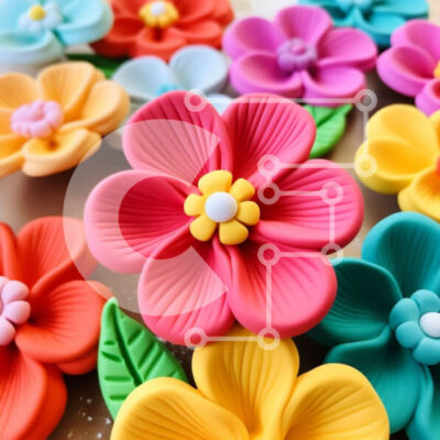 Intra Συλλεκτικό Ξύλινο Παζλ Plywood 4mm - Πολύχρωμα πλαστικά λουλούδια σε κύκλο στο τραπέζι Σε Ξύλινο Κουτί - Διαστάσεις: 10x10 cm – 25 κομμάτια - Image 1