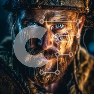 Intra Συλλεκτικό Ξύλινο Παζλ Plywood  4mm - Γενειοφόρος Βίκινγκ με μανδύα με επένδυση από γούνα και τσεκούρι μάχης Σε Ξύλινο Κουτί - Διαστάσεις Puzzle: 10x10 cm – 25 κομμάτια - Image 1