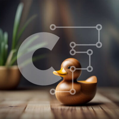 Intra Συλλεκτικό Ξύλινο Παζλ Plywood 4mm - Όμορφη εικόνα μιας μικρής ξύλινης πάπιας σε ένα τραπέζι με ένα φυτό σε γλάστρα Σε Ξύλινο Κουτί - Διαστάσεις: 10x10 cm – 25 κομμάτια - Image 1