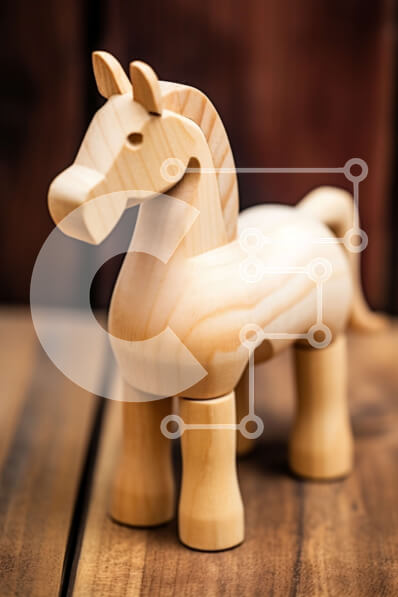 Intra Συλλεκτικό Ξύλινο Παζλ Plywood  4mm - Ξύλινο παιχνίδι αλόγων σε ξύλινη επιφάνεια Σε Ξύλινο Κουτί - Διαστάσεις: 10x10 cm – 25 κομμάτια