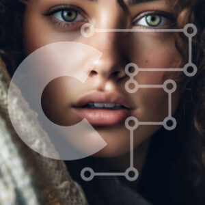 Intra Συλλεκτικό Ξύλινο Παζλ Plywood  4mm - Όμορφο πορτρέτο μιας νεαρής γυναίκας με σγουρά μαλλιά και πράσινα μάτια Σε Ξύλινο Κουτί - Διαστάσεις Puzzle: 10x10 cm – 25 κομμάτια