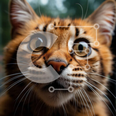 Intra Συλλεκτικό Ξύλινο Παζλ Plywood  4mm - Κοντινό πλάνο Πορτρέτο μιας γάτας με καφέ και πορτοκαλί παλτό Σε Ξύλινο Κουτί - Διαστάσεις: 10x10 cm – 25 κομμάτια - Image 1