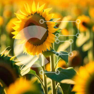 Intra Συλλεκτικό Ξύλινο Παζλ Plywood  4mm - Όμορφη σκηνή ηλιοβασιλέματος με ηλιοτρόπια σε ένα χωράφι Σε Ξύλινο Κουτί - Διαστάσεις: 10x10 cm – 25 κομμάτια - Image 1