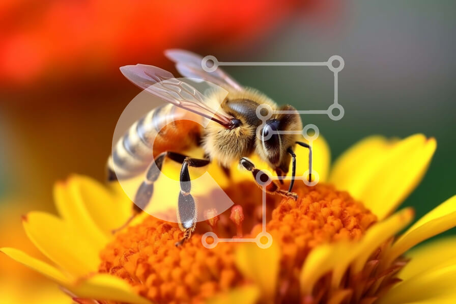 Intra Συλλεκτικό Ξύλινο Παζλ Plywood  4mm - Εκπληκτική εικόνα μιας μέλισσας σε ένα κίτρινο λουλούδι Σε Ξύλινο Κουτί - Διαστάσεις: 10x10 cm – 25 κομμάτια