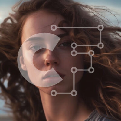 Intra Συλλεκτικό Ξύλινο Παζλ Plywood  4mm - Νεαρή γυναίκα που στέκεται στην παραλία με συννεφιασμένο ουρανό και θέα στον ωκεανό Σε Ξύλινο Κουτί - Διαστάσεις Puzzle: 10x10 cm – 25 κομμάτια - Image 1