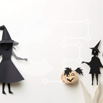 Intra Συλλεκτικό Ξύλινο Παζλ Plywood  4mm - Αποκοπές από χαρτί μάγισσας και νυχτερίδας απόκριες σε πορτοκαλί κολοκύθα Σε Ξύλινο Κουτί - Διαστάσεις Puzzle: 10x10 cm – 25 κομμάτια - Image 1