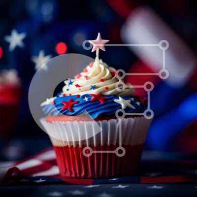 Intra Συλλεκτικό Ξύλινο Παζλ Plywood  4mm - Λαχταριστό πατριωτικό cupcake με ντεκόρ με αμερικανική σημαία Σε Ξύλινο Κουτί - Διαστάσεις: 10x10 cm – 25 κομμάτια - Image 1