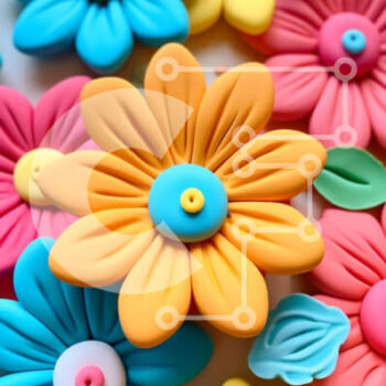 Intra Συλλεκτικό Ξύλινο Παζλ Plywood  4mm - Ομάδα πολύχρωμων πλαστικών λουλουδιών σε λευκή επιφάνεια Σε Ξύλινο Κουτί - Διαστάσεις Puzzle: 10x10 cm – 25 κομμάτια - Image 1