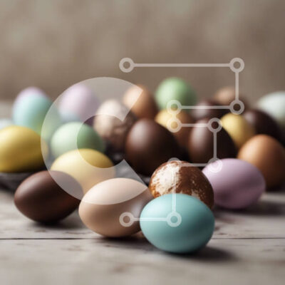 Intra Συλλεκτικό Ξύλινο Παζλ Plywood  4mm - Πολύχρωμα Πασχαλινά αυγά σε ξύλινο τραπέζι Σε Ξύλινο Κουτί - Διαστάσεις: 10x10 cm – 25 κομμάτια - Image 1