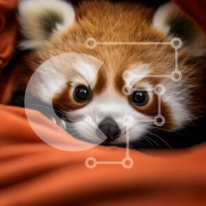 Intra Συλλεκτικό Ξύλινο Παζλ Plywood  4mm - Αξιολάτρευτη εικόνα ενός κόκκινου πάντα με μια πορτοκαλί κουβέρτα Σε Ξύλινο Κουτί - Διαστάσεις: 10x10 cm – 25 κομμάτια