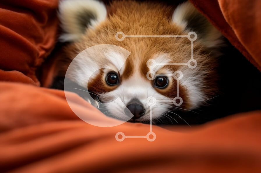 Intra Συλλεκτικό Ξύλινο Παζλ Plywood  4mm - Αξιολάτρευτη εικόνα ενός κόκκινου πάντα με μια πορτοκαλί κουβέρτα Σε Ξύλινο Κουτί - Διαστάσεις: 10x10 cm – 25 κομμάτια