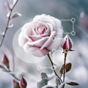 Intra Συλλεκτικό Ξύλινο Παζλ Plywood  4mm - Όμορφη εικόνα ενός λευκού τριαντάφυλλου καλυμμένου με χιόνι Σε Ξύλινο Κουτί - Διαστάσεις: 10x10 cm – 25 κομμάτια