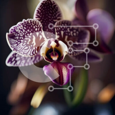 Intra Συλλεκτικό Ξύλινο Παζλ Plywood  4mm - Όμορφη κοντινή λήψη μιας μωβ και λευκής ορχιδέας Σε Ξύλινο Κουτί - Διαστάσεις: 10x10 cm – 25 κομμάτια - Image 1